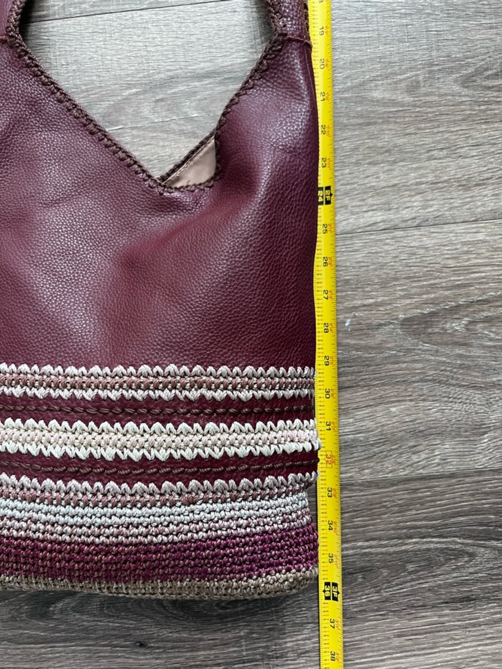 The Sak Burgundy and Beige Crochet-Trim Back to Bali Shoulder Bag - Picture 7 of 12